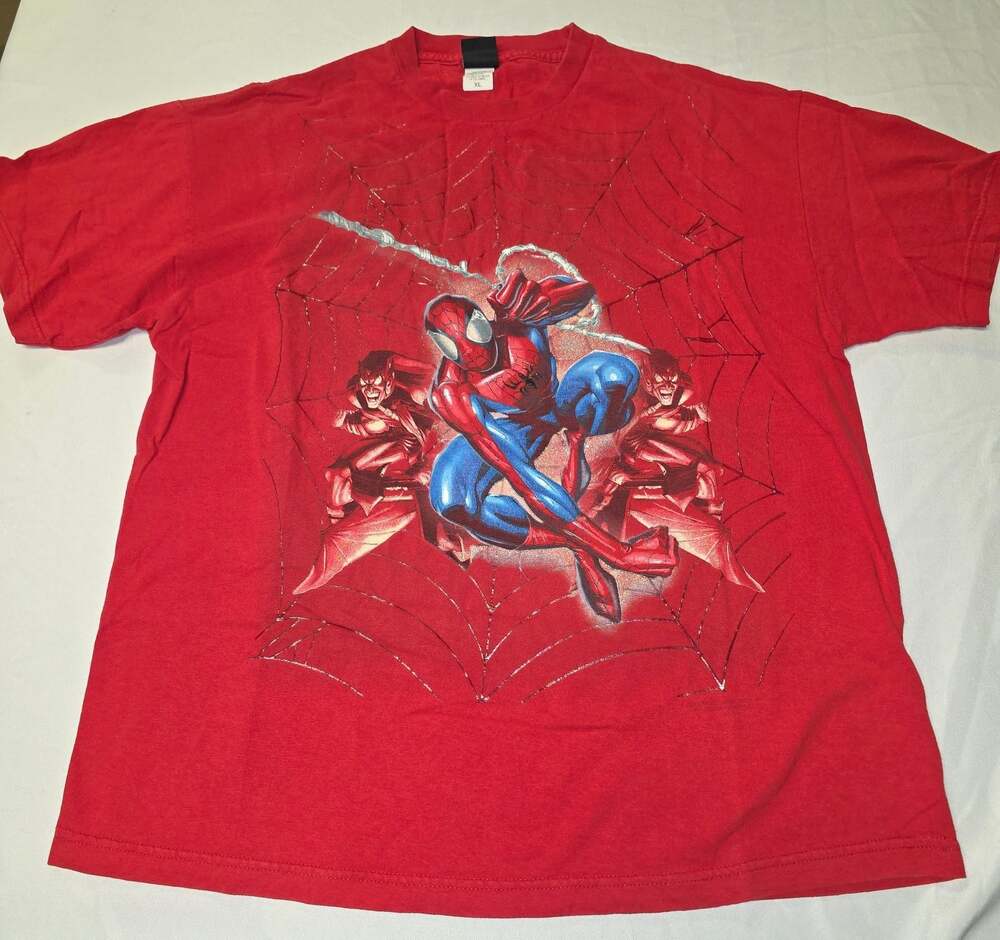 Vintage 2002 Marvel Spider-Man vs Green Goblin Mad Engine shirt XL Y2K
